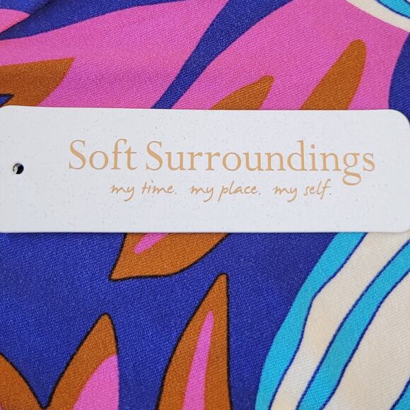 NWT Soft Surroundings Serena Maxi Dress Floral Slits Stretch Size L Blue Multi - Picture 8 of 12